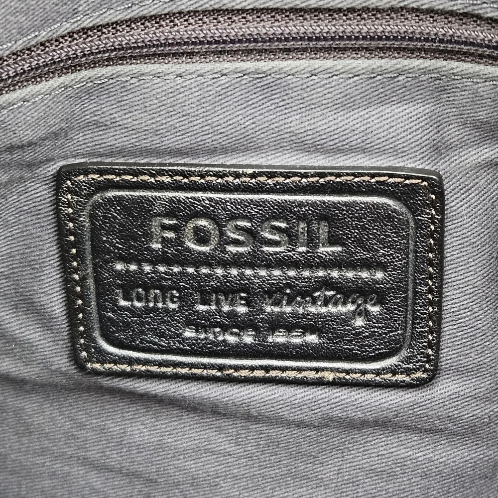 Vintage Fossil Sasha Crossbody Leather Bag Shiny Metallic Silver Purse Large